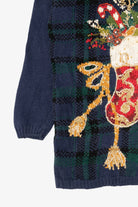 Vintage Navy Blue Kim Rogers Stockings Ugly Christmas Pullover (1990s)