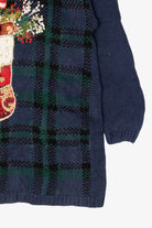 Vintage Navy Blue Kim Rogers Stockings Ugly Christmas Pullover (1990s)
