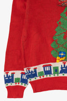 Vintage Red Touchy Subject Santa Ugly Christmas Graphic Sweater (1980s)