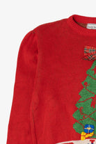 Vintage Red Touchy Subject Santa Ugly Christmas Graphic Sweater (1980s)