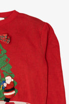 Vintage Red Touchy Subject Santa Ugly Christmas Graphic Sweater (1980s)