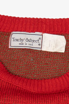 Vintage Red Touchy Subject Santa Ugly Christmas Graphic Sweater (1980s)