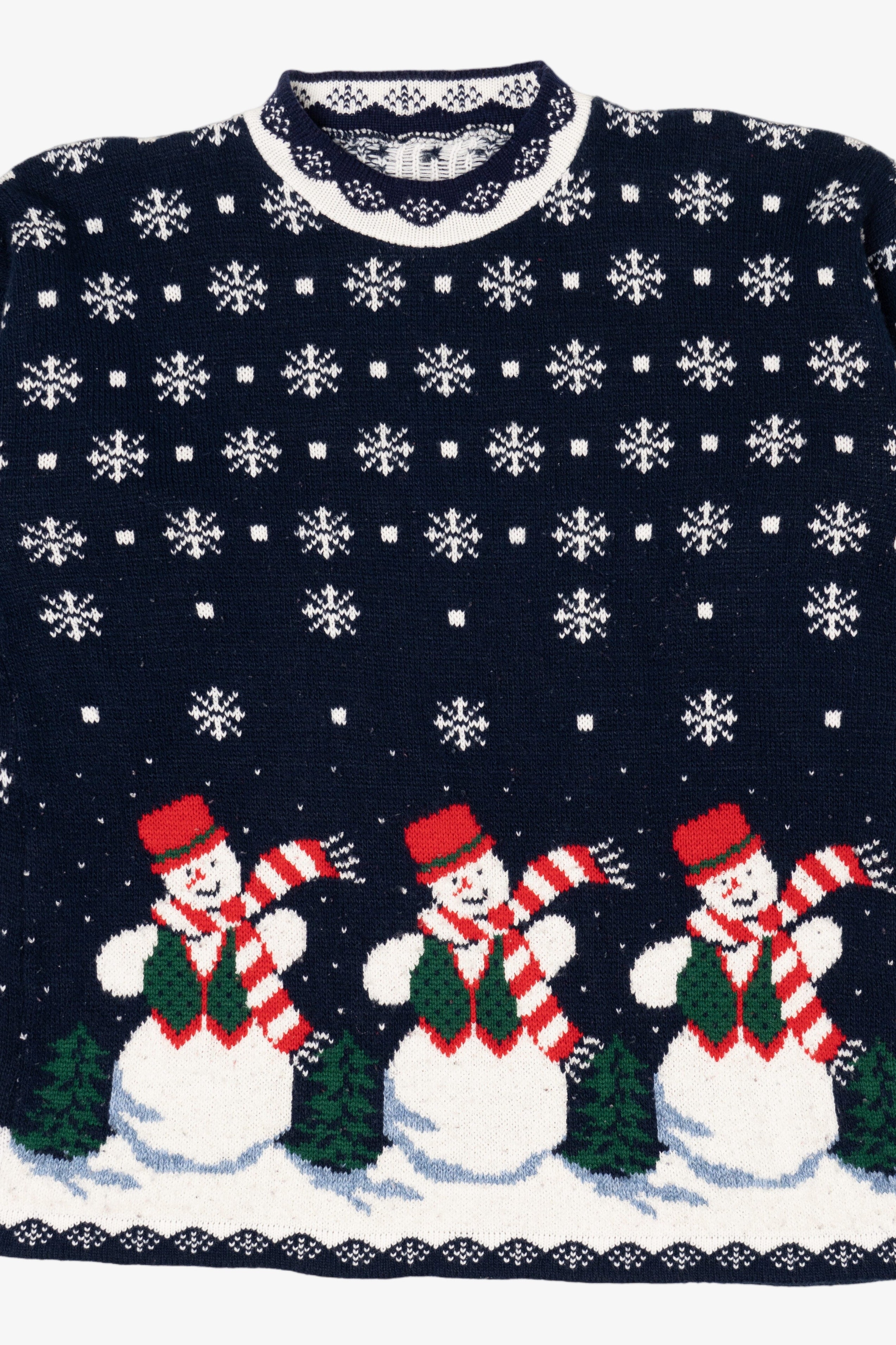 Vintage Blue Snowmen Ugly Christmas Pullover (1990s)