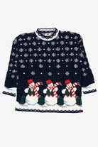 Vintage Blue Snowmen Ugly Christmas Pullover (1990s)