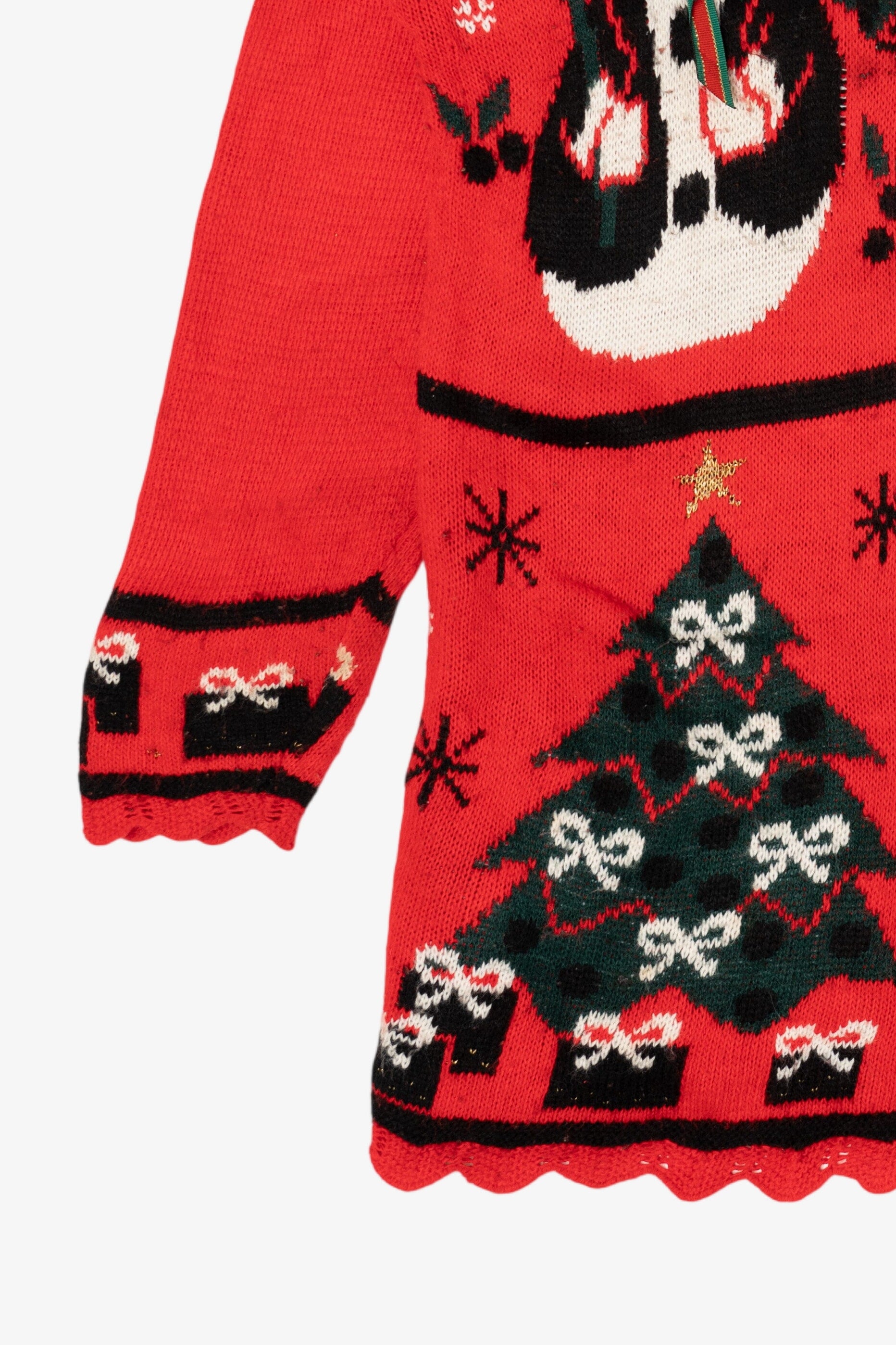 Vintage Red Classic Elements Snowmen Ugly Christmas Pullover (1990s)