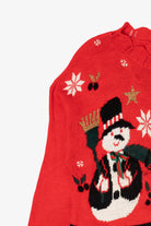 Vintage Red Classic Elements Snowmen Ugly Christmas Pullover (1990s)