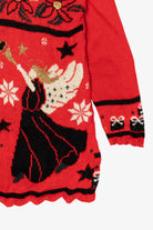 Vintage Red Classic Elements Snowmen Ugly Christmas Pullover (1990s)