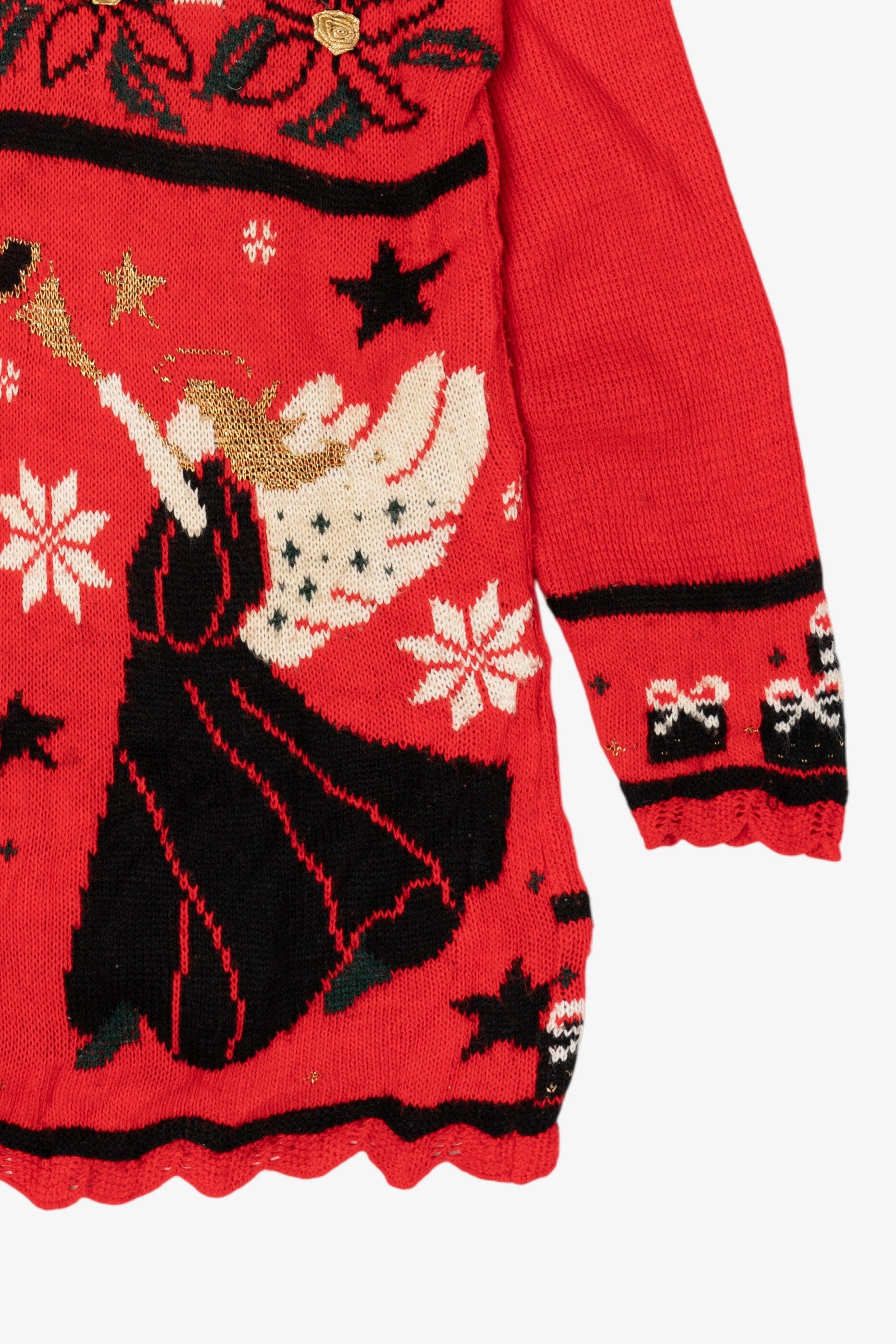 Vintage Red Classic Elements Snowmen Ugly Christmas Pullover (1990s)