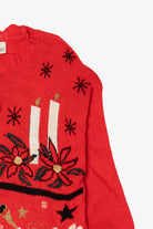 Vintage Red Classic Elements Snowmen Ugly Christmas Pullover (1990s)