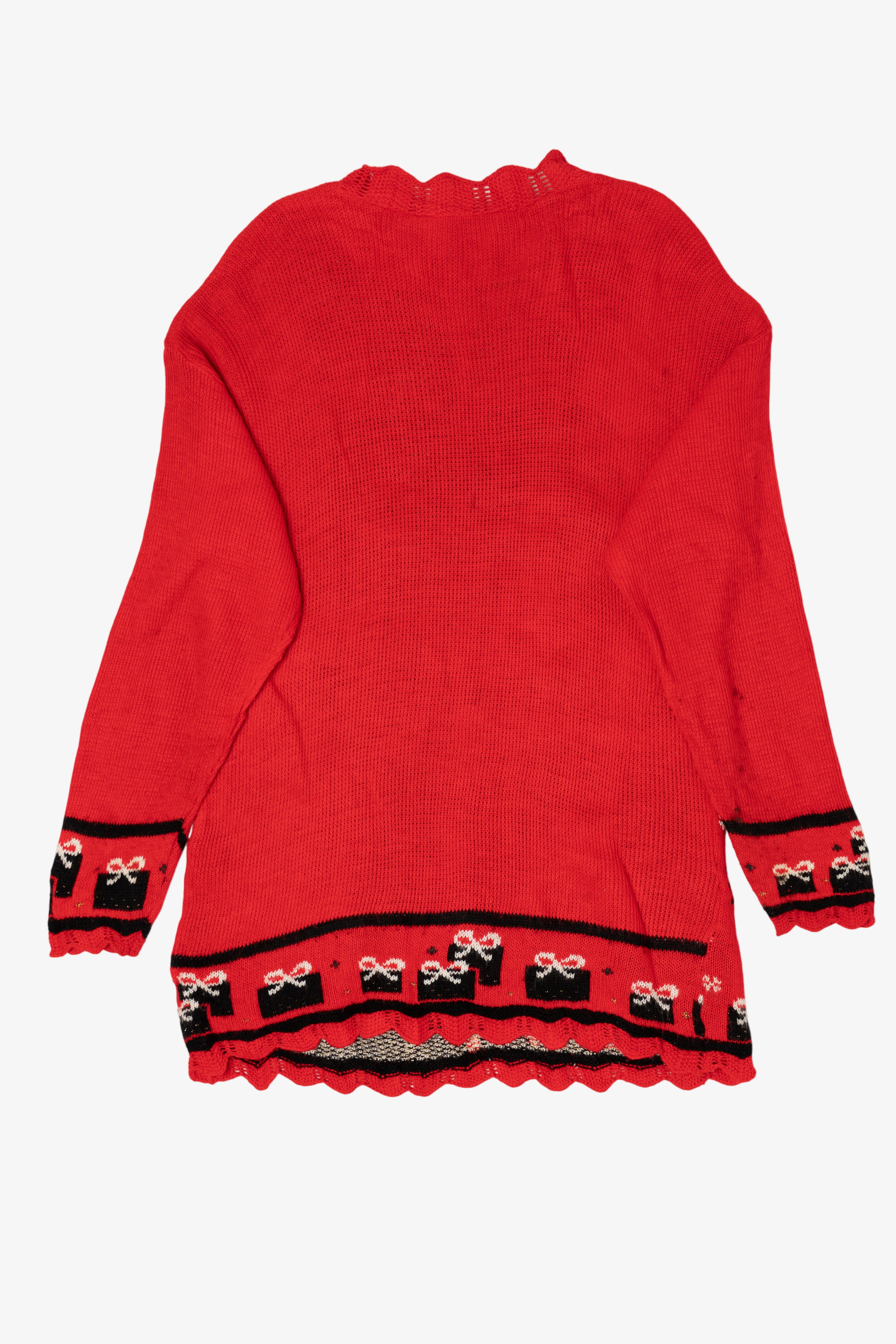 Vintage Red Classic Elements Snowmen Ugly Christmas Pullover (1990s)
