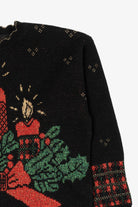 Vintage Black Holiday Time Candles Ugly Christmas Pullover (1990s)