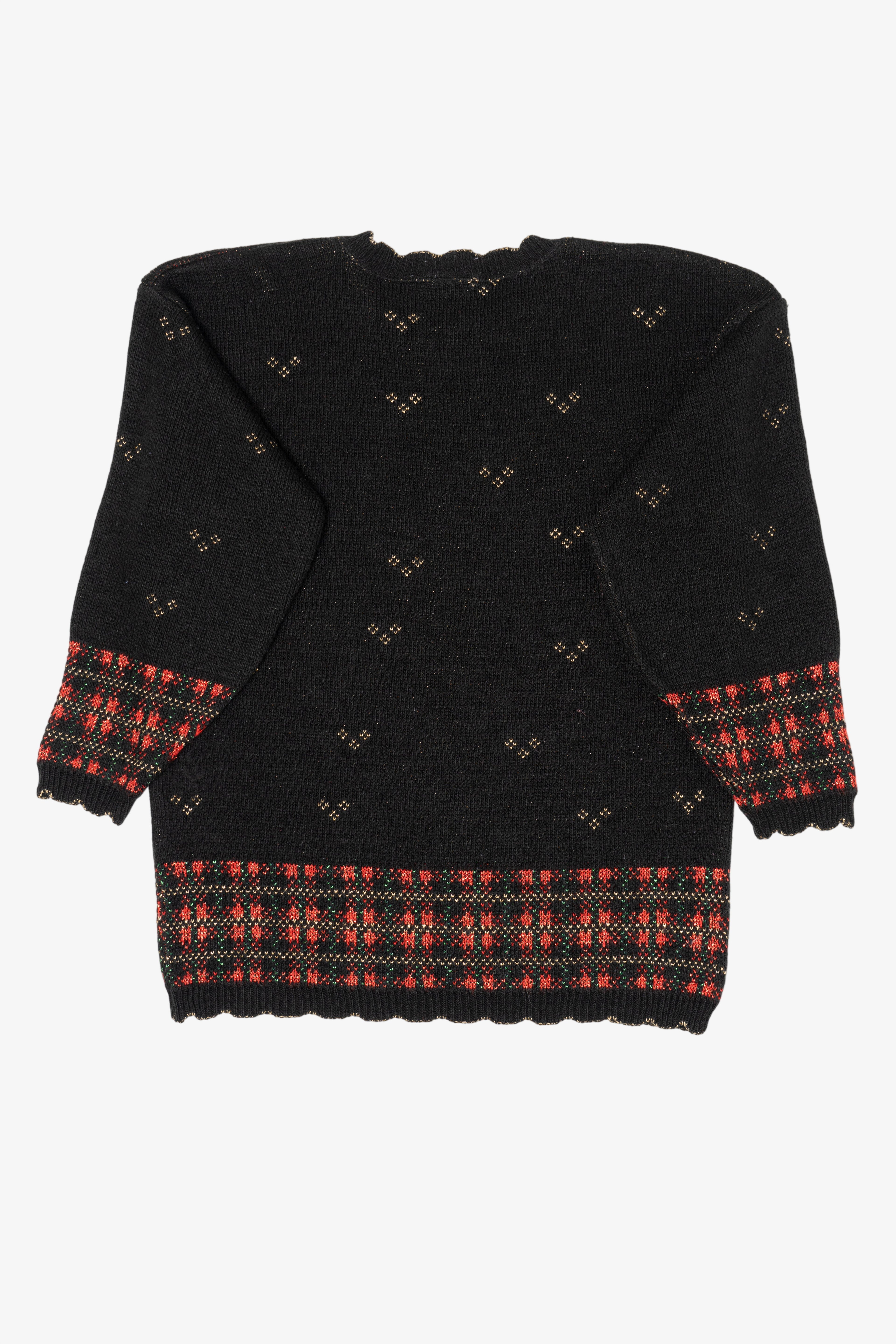 Vintage Black Holiday Time Candles Ugly Christmas Pullover (1990s)