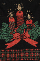 Vintage Black Holiday Time Candles Ugly Christmas Pullover (1990s)