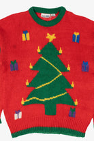 Vintage Red Nut Cracker Trees Ugly Christmas Pullover (1980s)