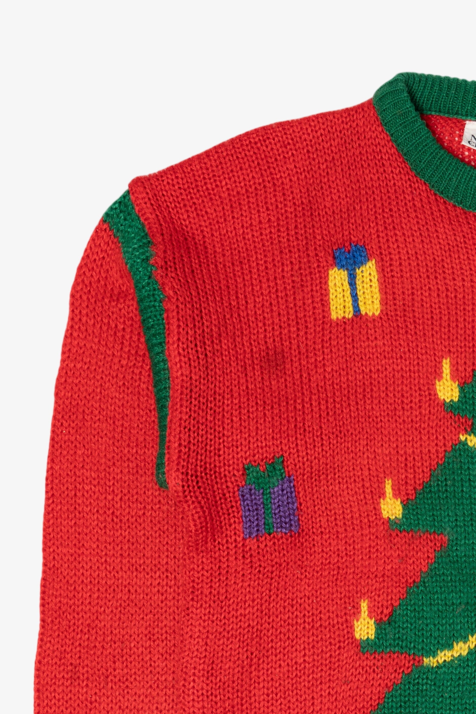 Vintage Red Nut Cracker Trees Ugly Christmas Pullover (1980s)