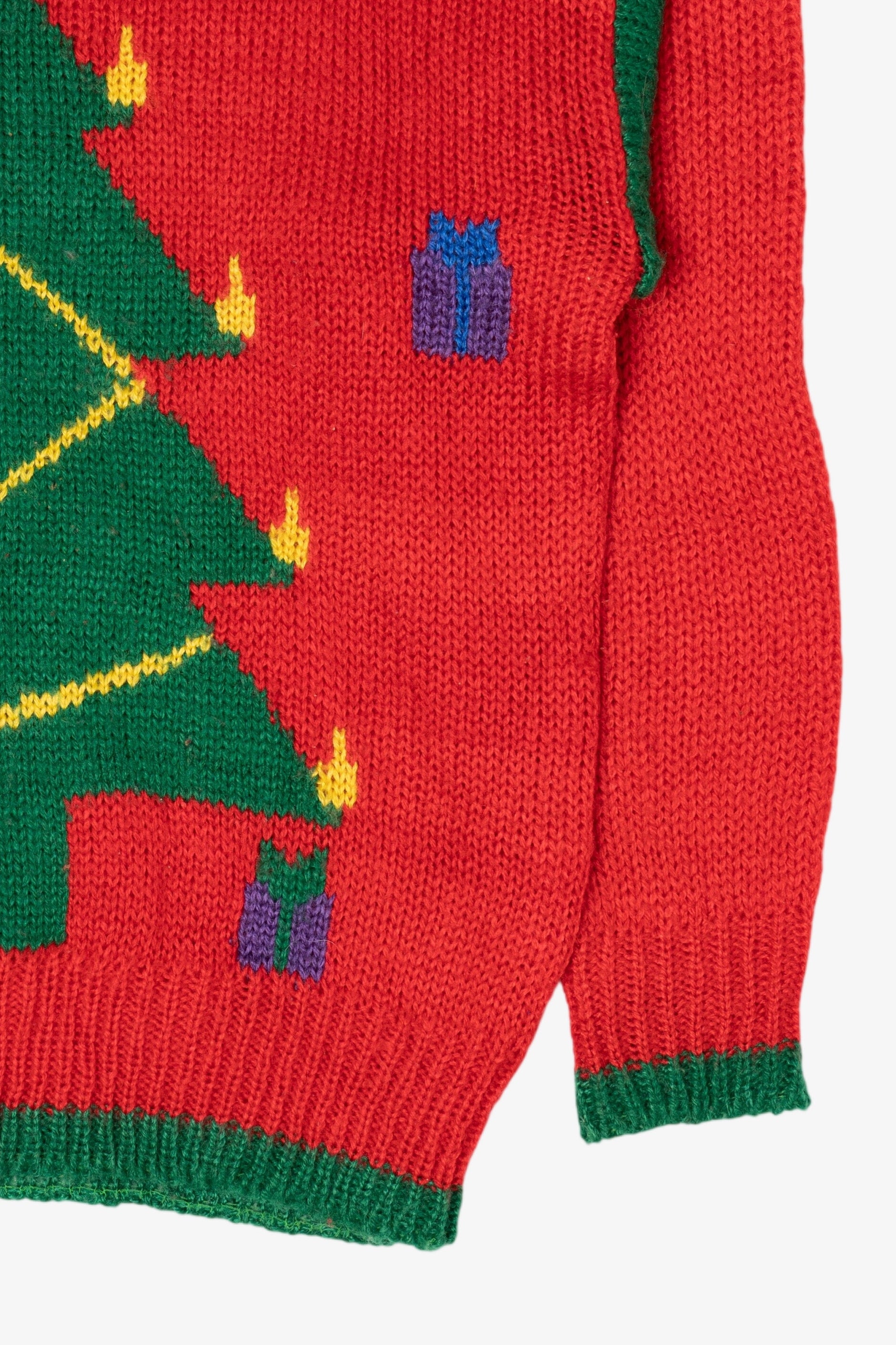 Vintage Red Nut Cracker Trees Ugly Christmas Pullover (1980s)