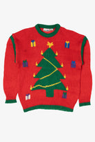 Vintage Red Nut Cracker Trees Ugly Christmas Pullover (1980s)