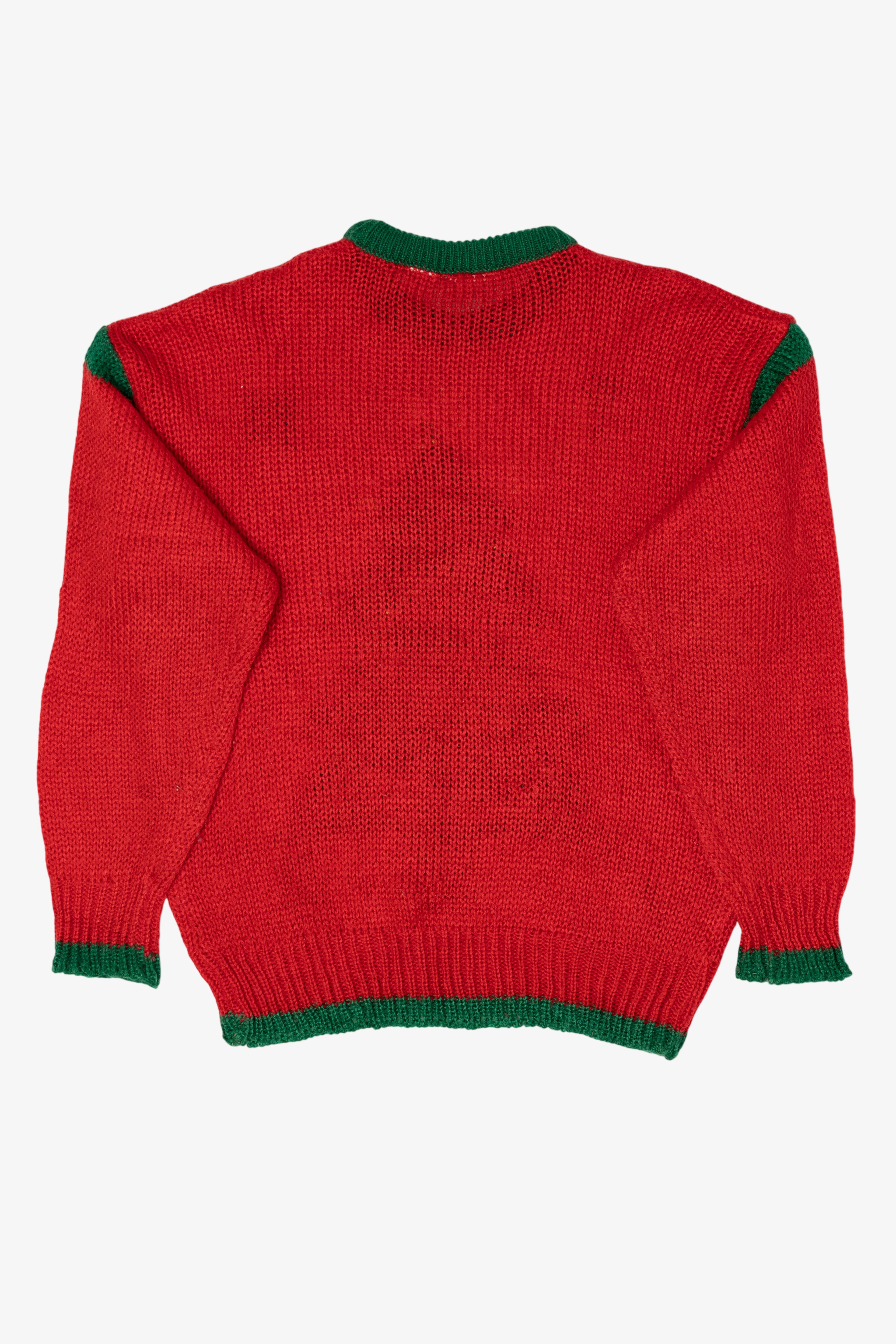 Vintage Red Nut Cracker Trees Ugly Christmas Pullover (1980s)