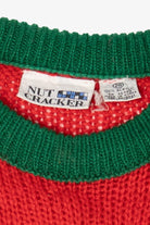 Vintage Red Nut Cracker Trees Ugly Christmas Pullover (1980s)