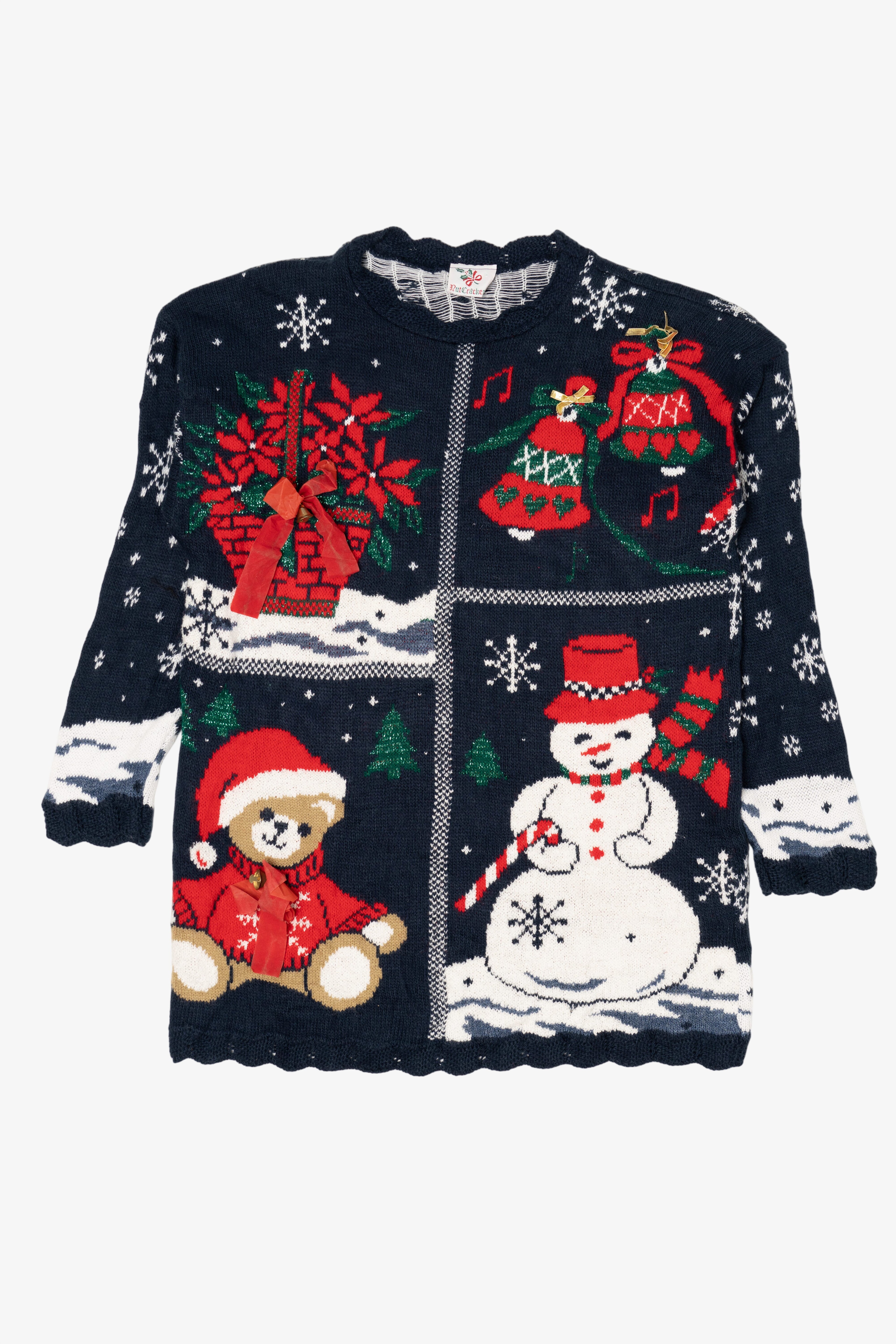 Vintage Navy Blue NutCracker Ugly Christmas Pullover (1990s)