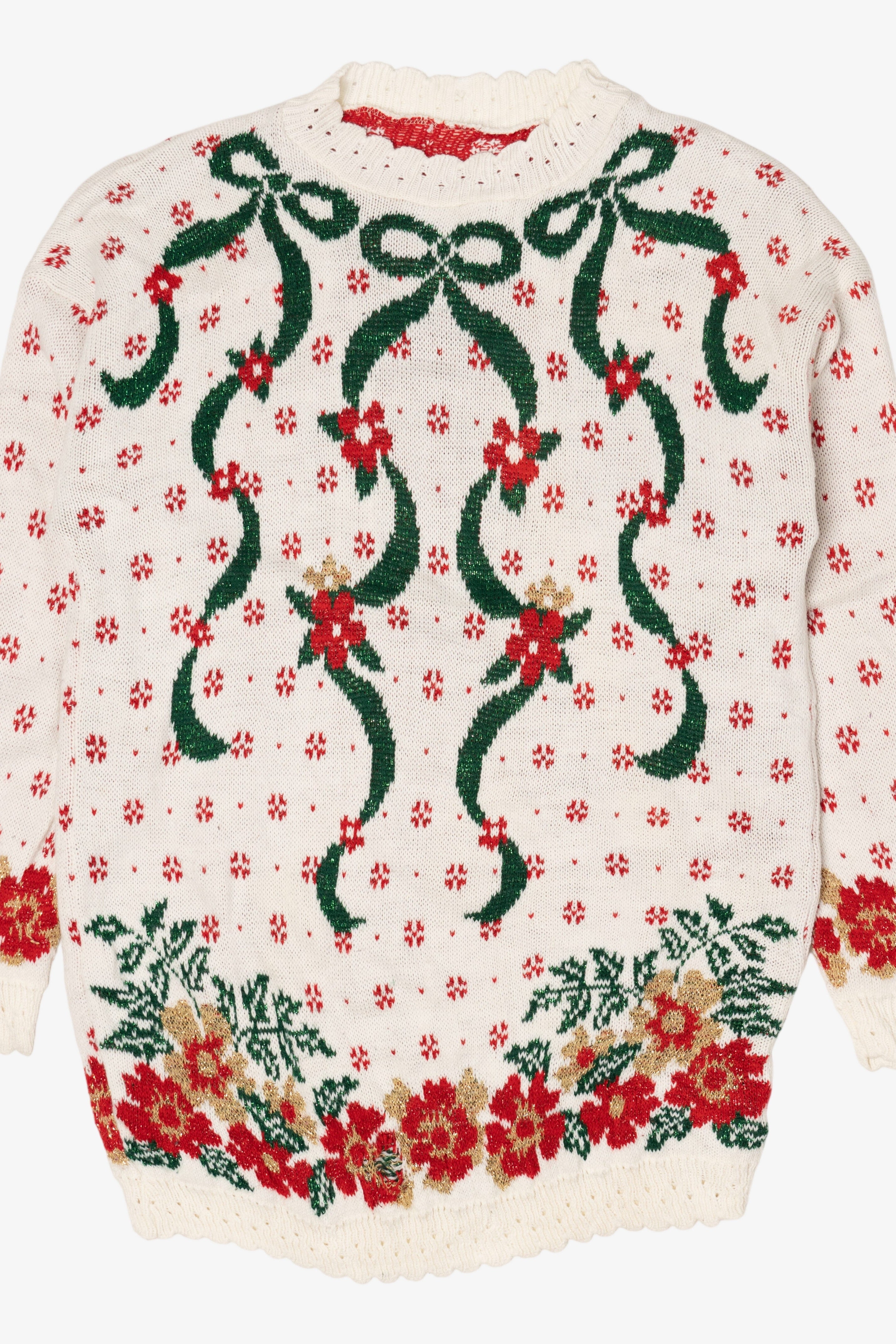 Vintage White Bows Ugly Christmas Pullover (1990s)