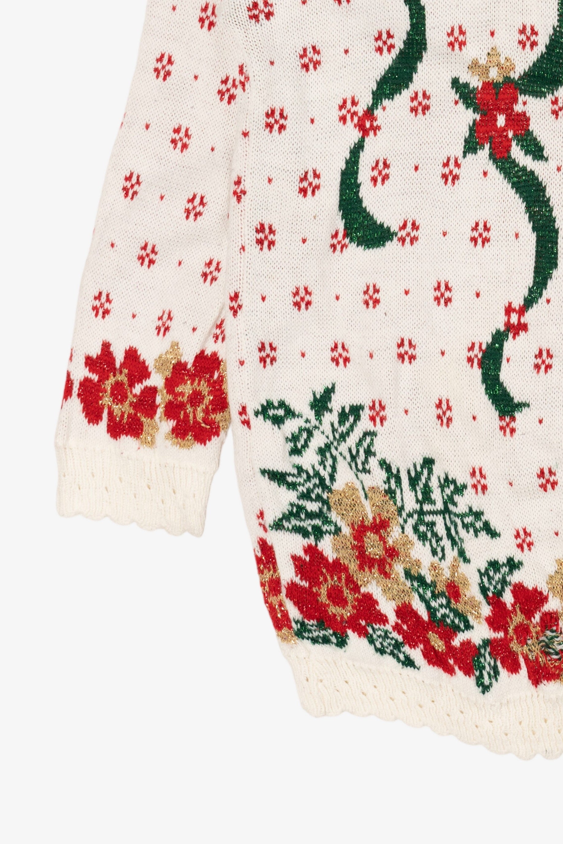 Vintage White Bows Ugly Christmas Pullover (1990s)
