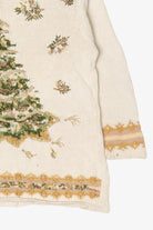 Vintage White Heirloom Collectible Trees Ugly Christmas Pullover (1990s)