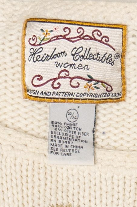 Vintage White Heirloom Collectible Trees Ugly Christmas Pullover (1990s)