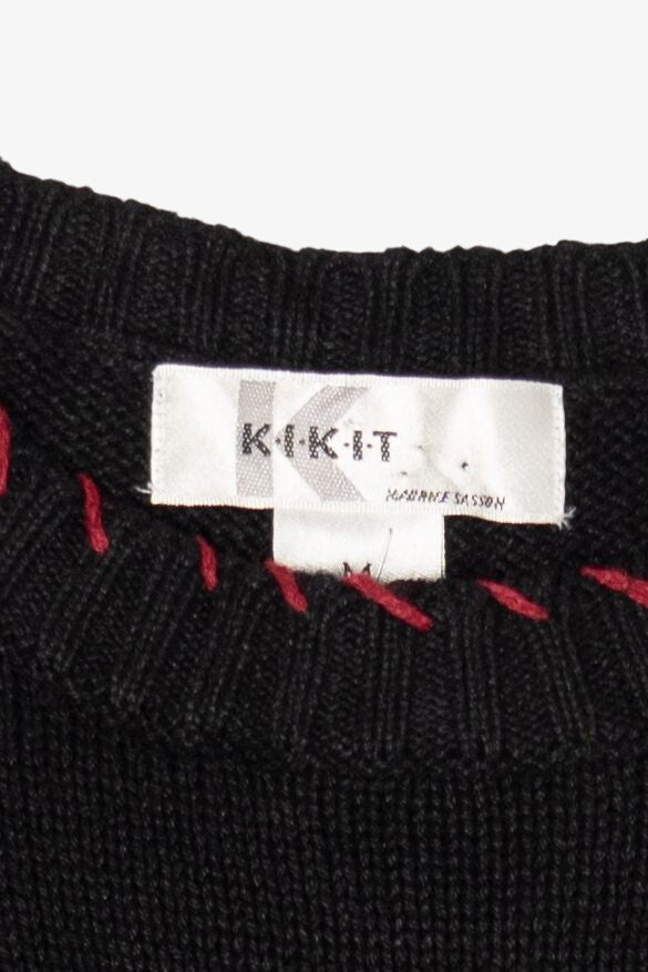 Vintage Black Kikit Santa Ugly Christmas Pullover (2000s)