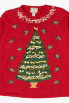 Vintage Red Heirloom Collectible Tree Ugly Christmas Pullover (1990s)