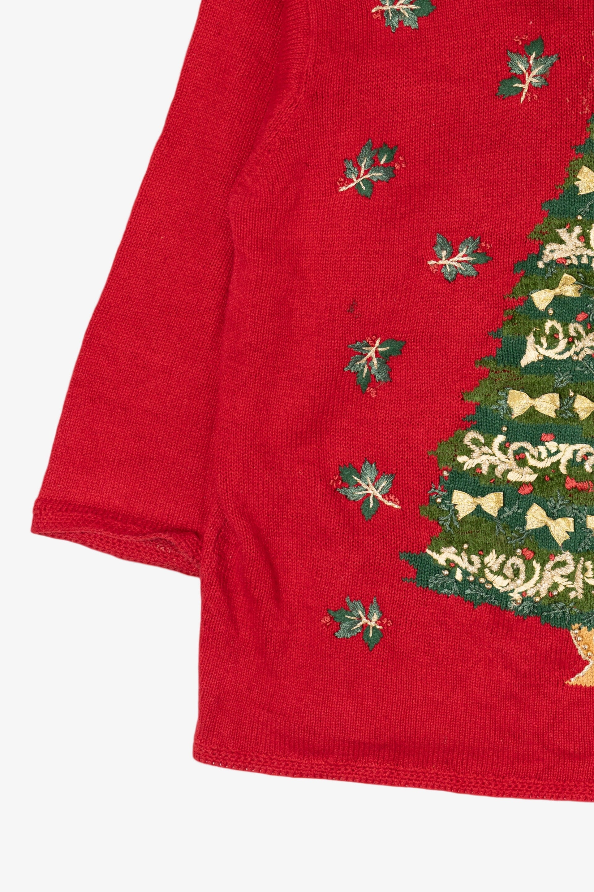 Vintage Red Heirloom Collectible Tree Ugly Christmas Pullover (1990s)