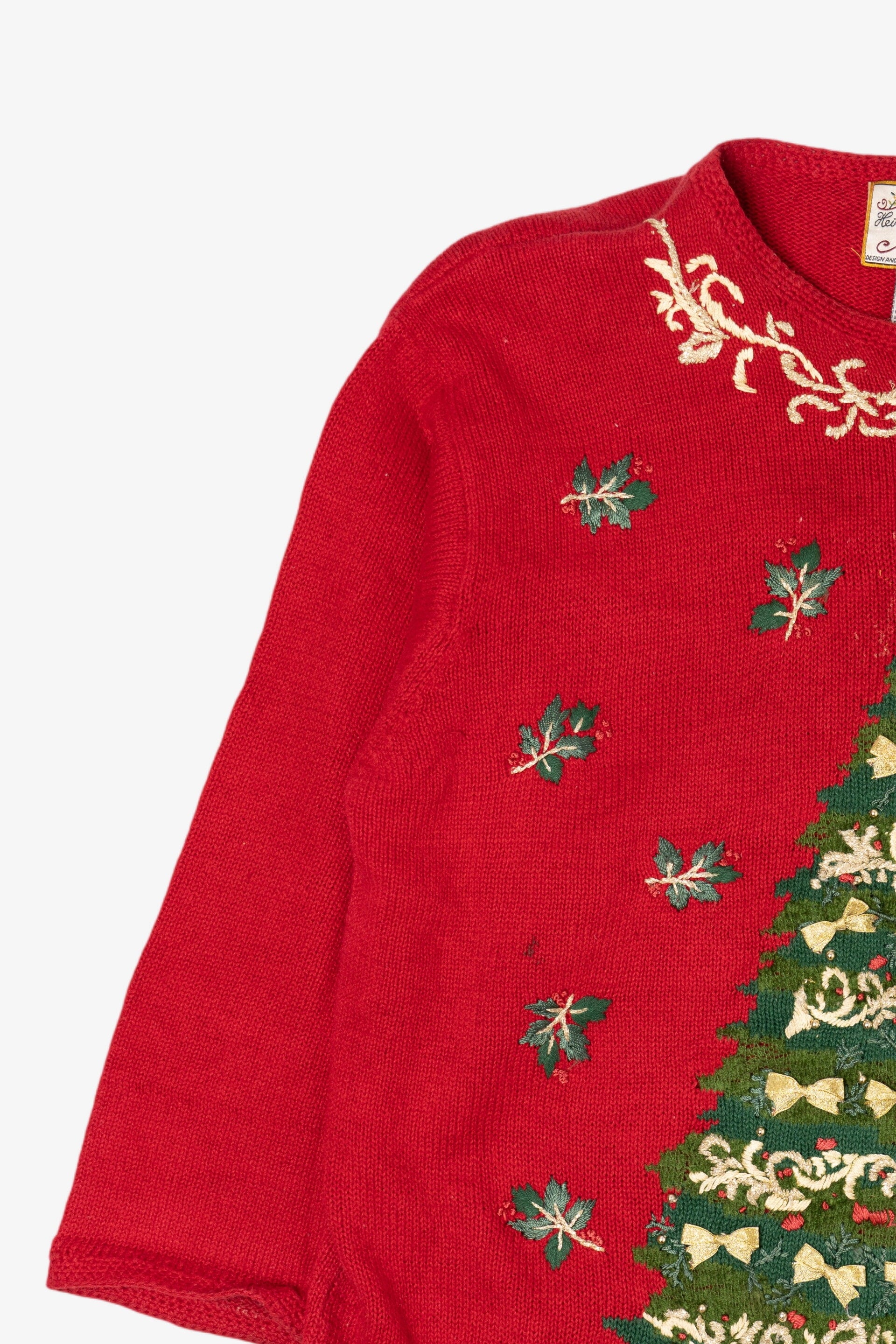 Vintage Red Heirloom Collectible Tree Ugly Christmas Pullover (1990s)