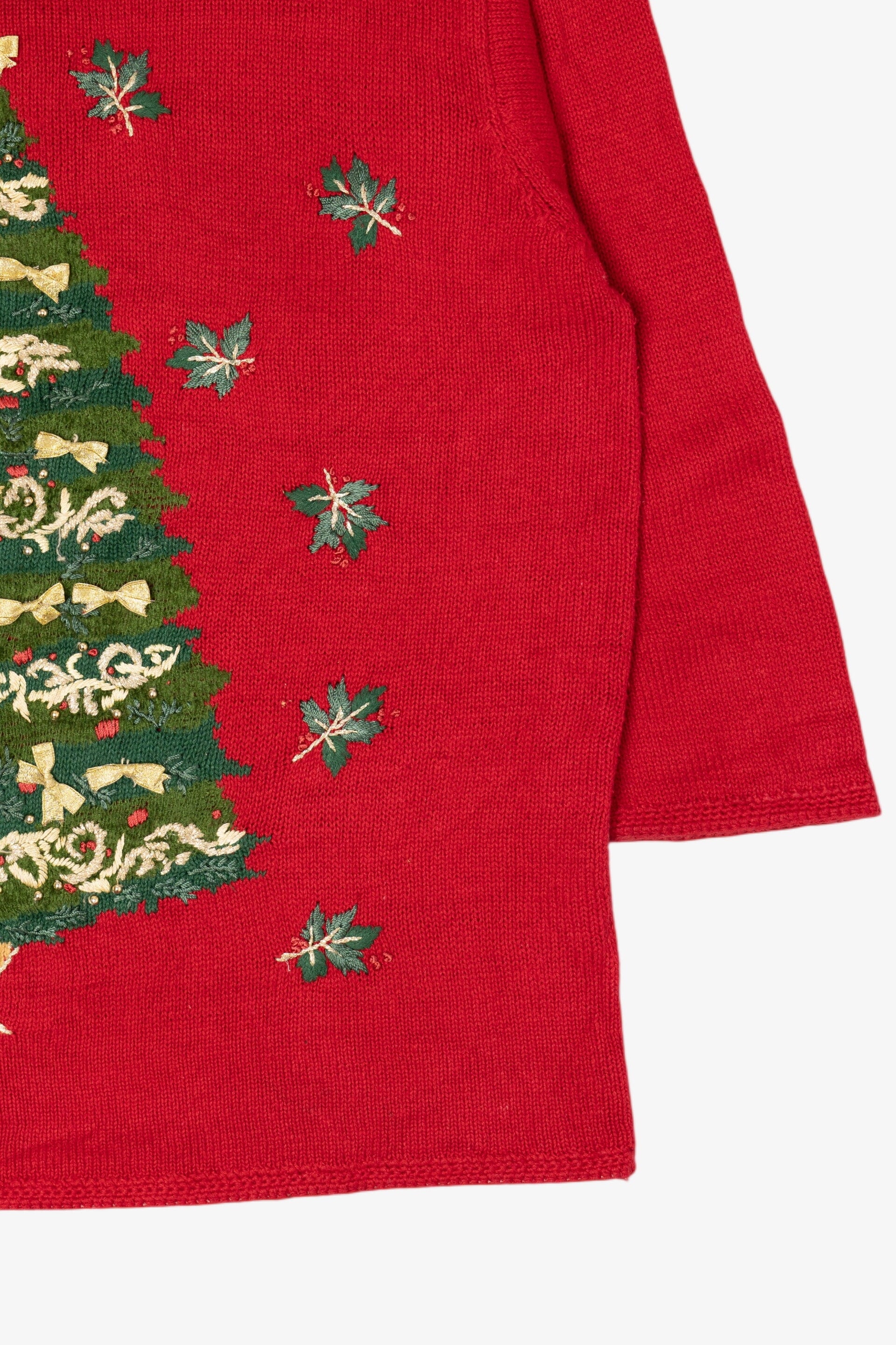 Vintage Red Heirloom Collectible Tree Ugly Christmas Pullover (1990s)