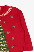 Vintage Red Heirloom Collectible Tree Ugly Christmas Pullover (1990s)