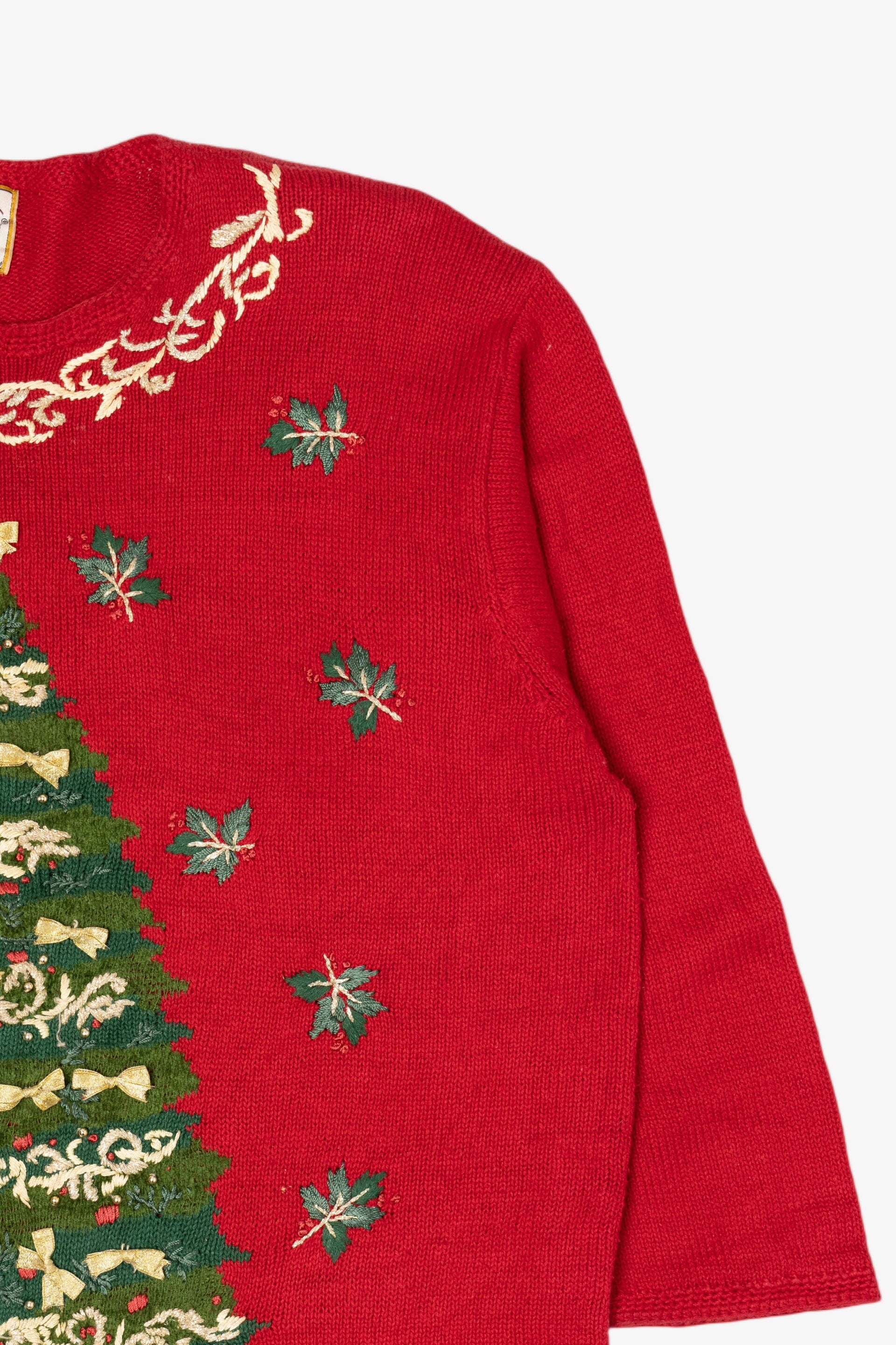 Vintage Red Heirloom Collectible Tree Ugly Christmas Pullover (1990s)