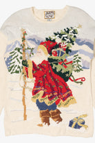 Vintage White Heirloom Collectible Santa Saint Nick Ugly Christmas Pullover (1990s)