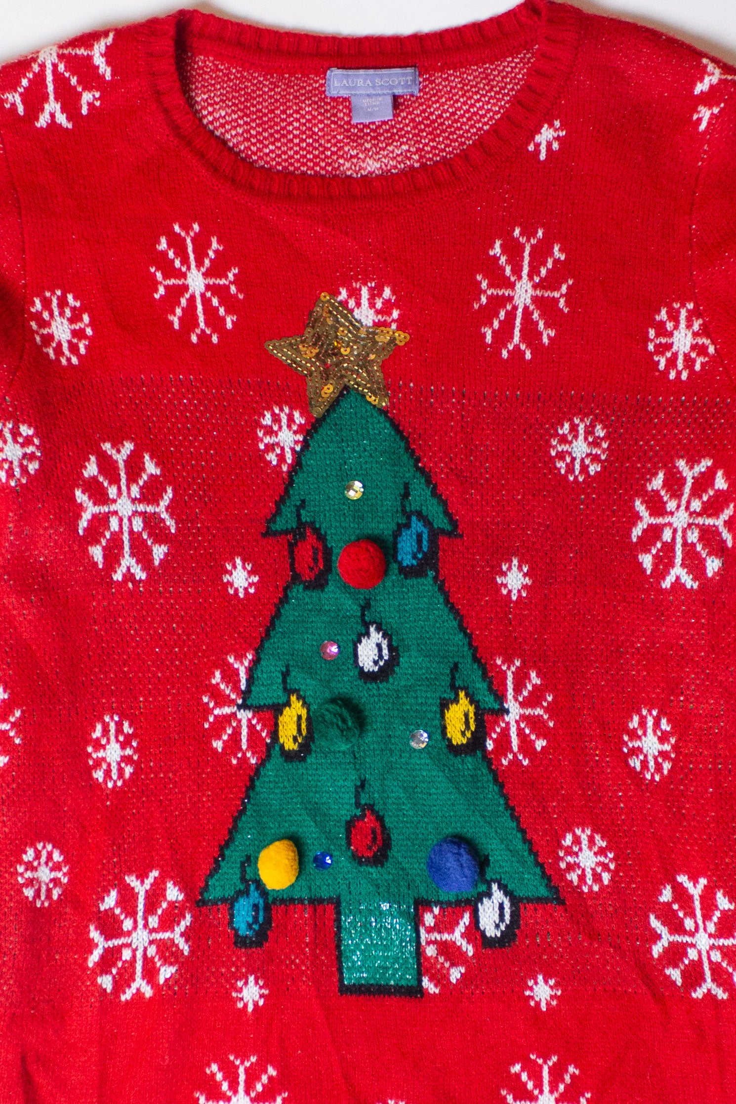 Red Laura Scott Tree Christmas Sweater (2010s)