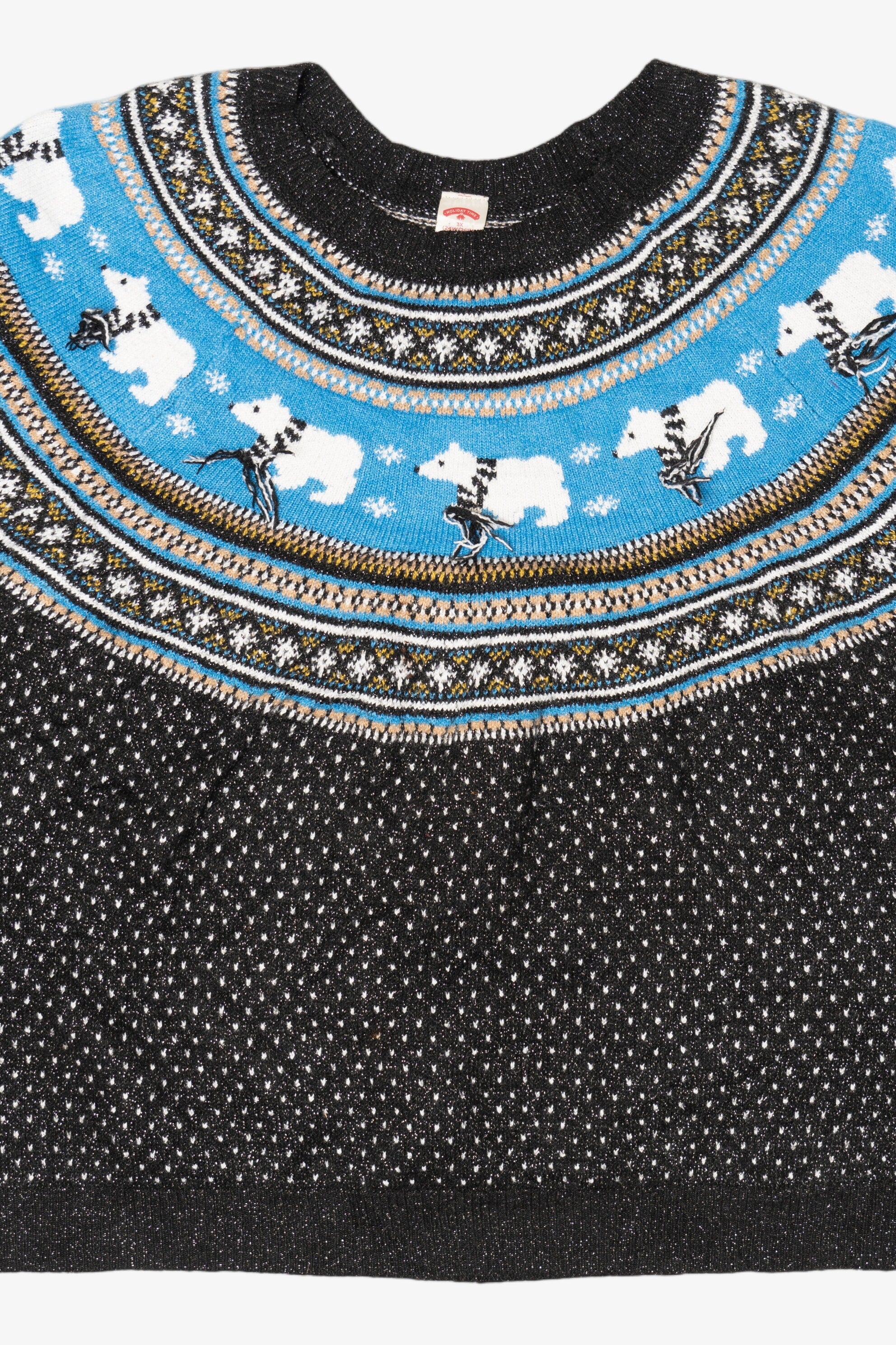 Black Holiday Time Polar Bears Ugly Christmas Pullover (2010s)