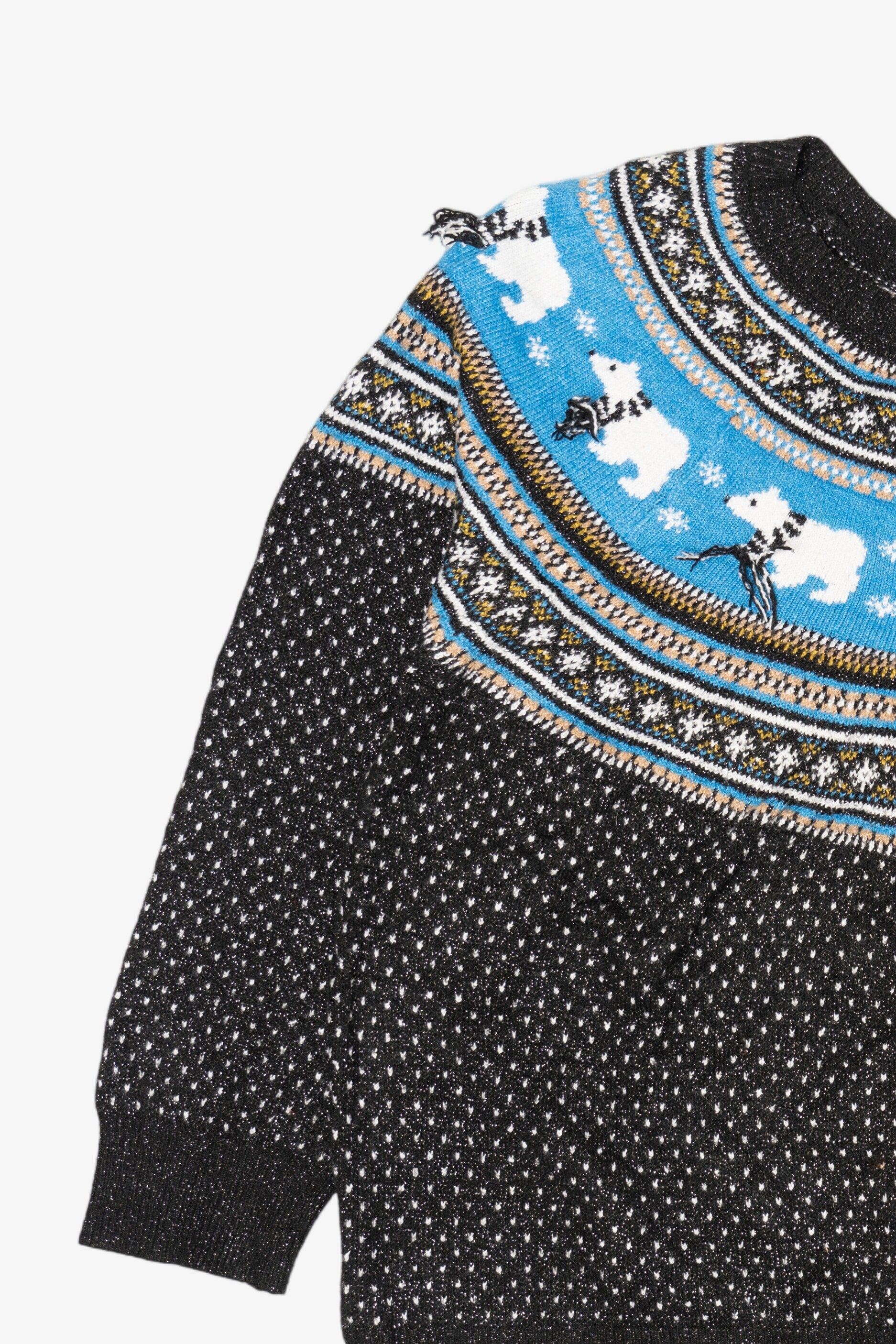 Black Holiday Time Polar Bears Ugly Christmas Pullover (2010s)