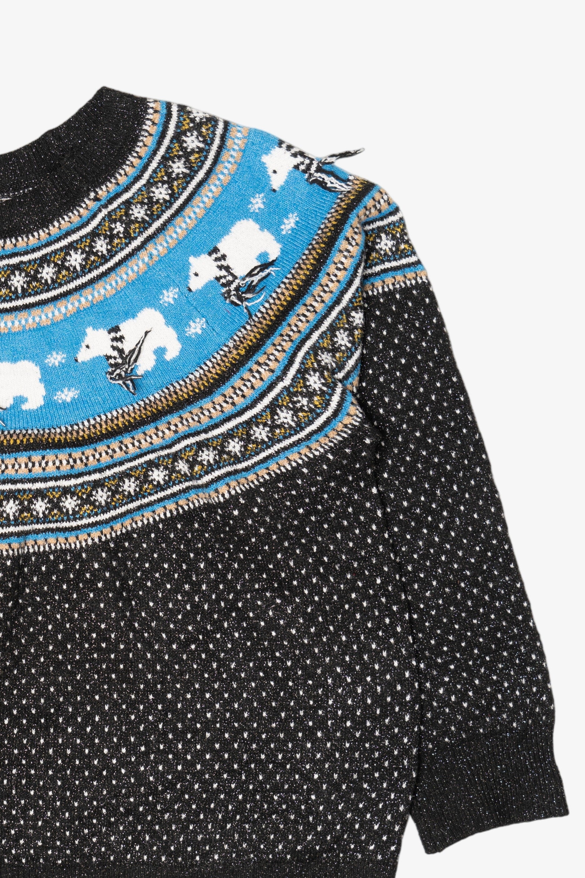 Black Holiday Time Polar Bears Ugly Christmas Pullover (2010s)