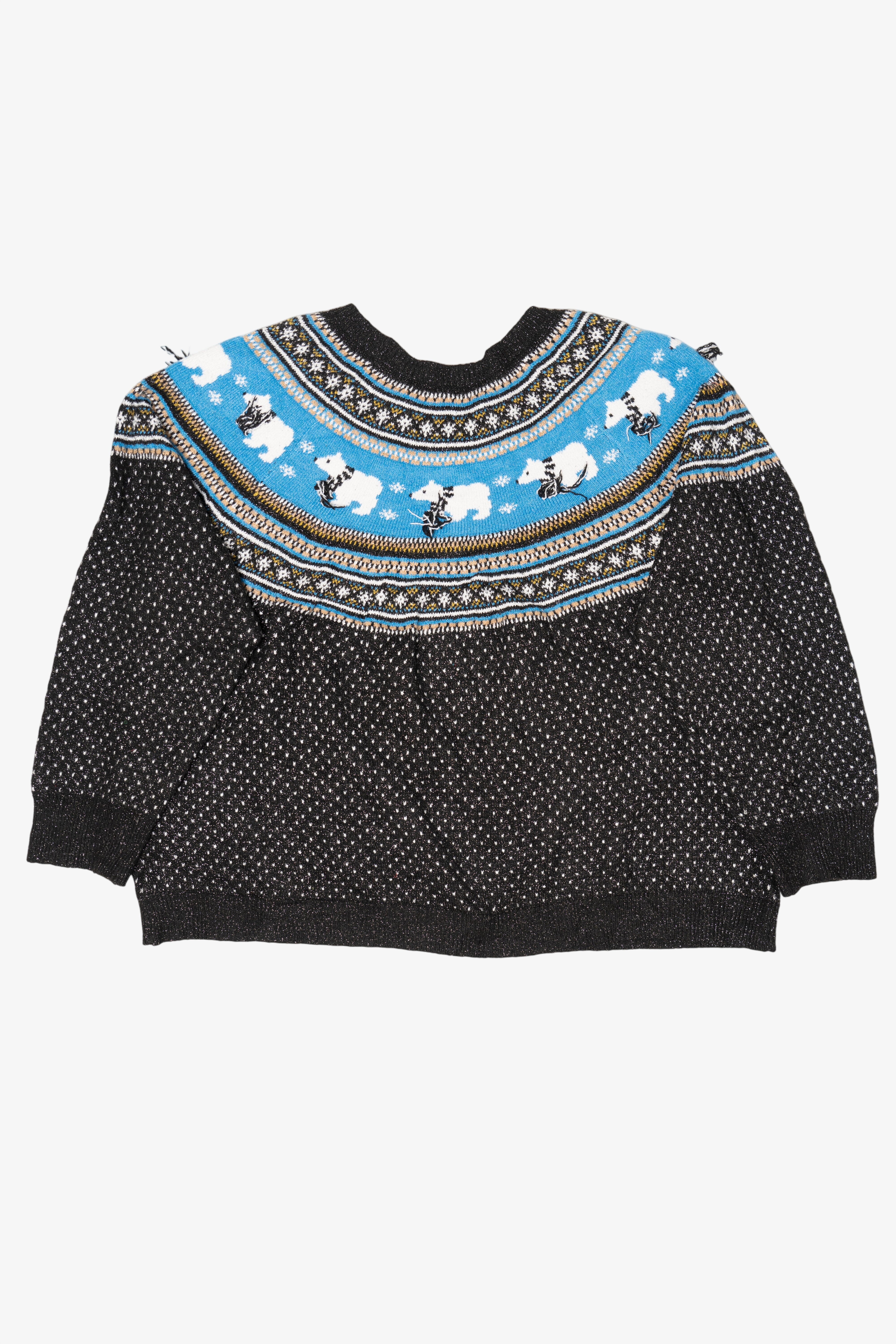Black Holiday Time Polar Bears Ugly Christmas Pullover (2010s)