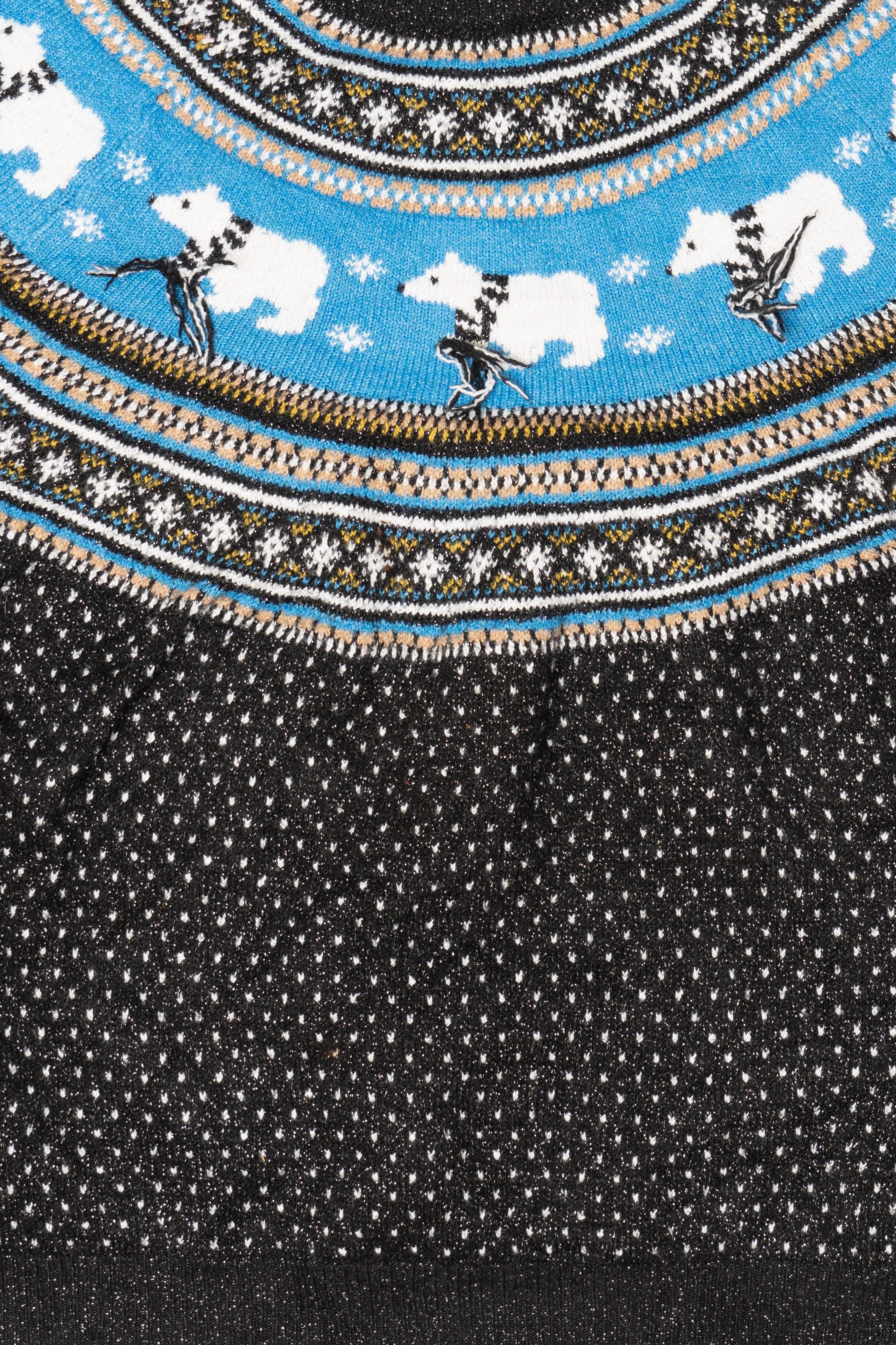 Black Holiday Time Polar Bears Ugly Christmas Pullover (2010s)