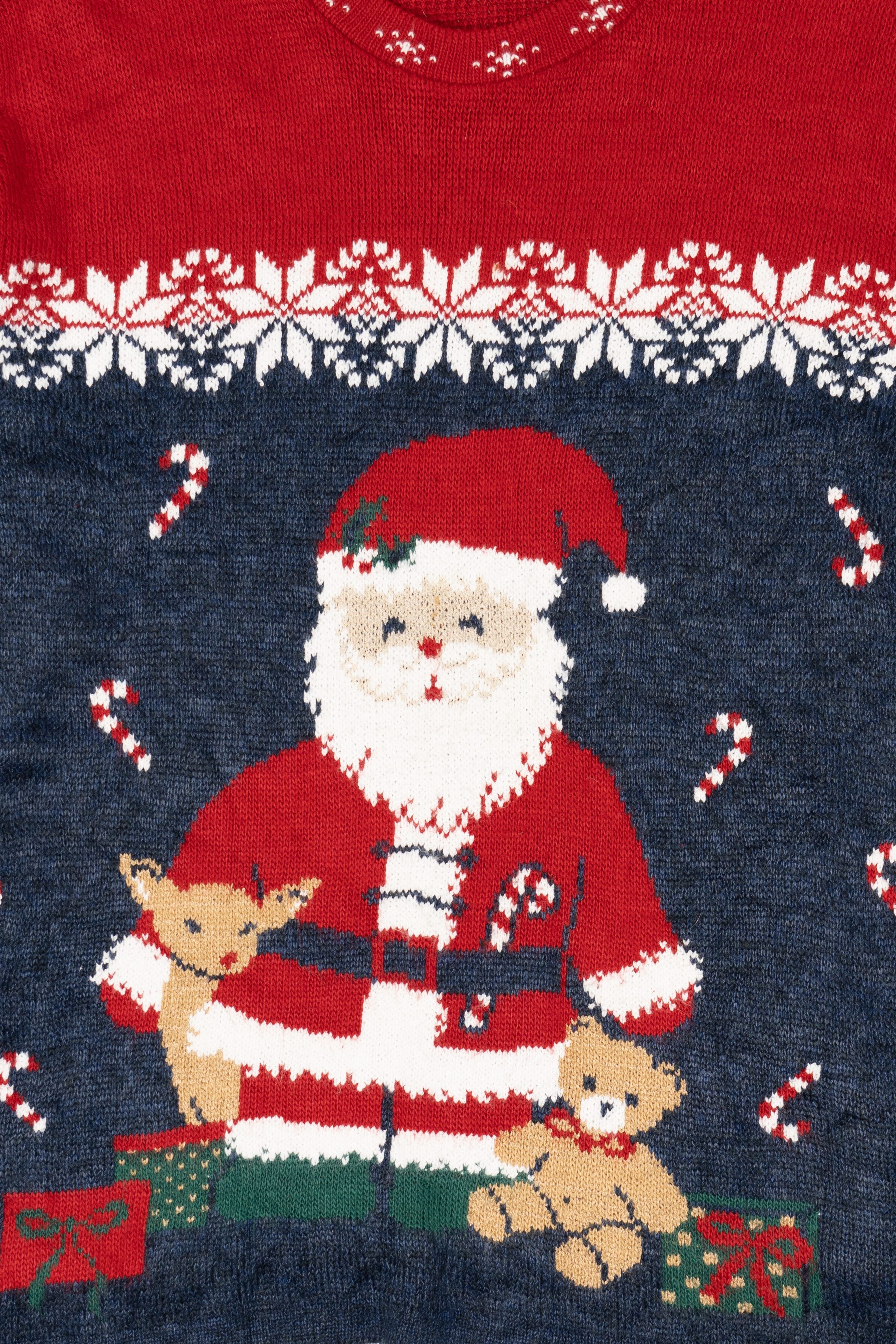 Vintage Red Nutcracker Santa Ugly Christmas Pullover (1990s)