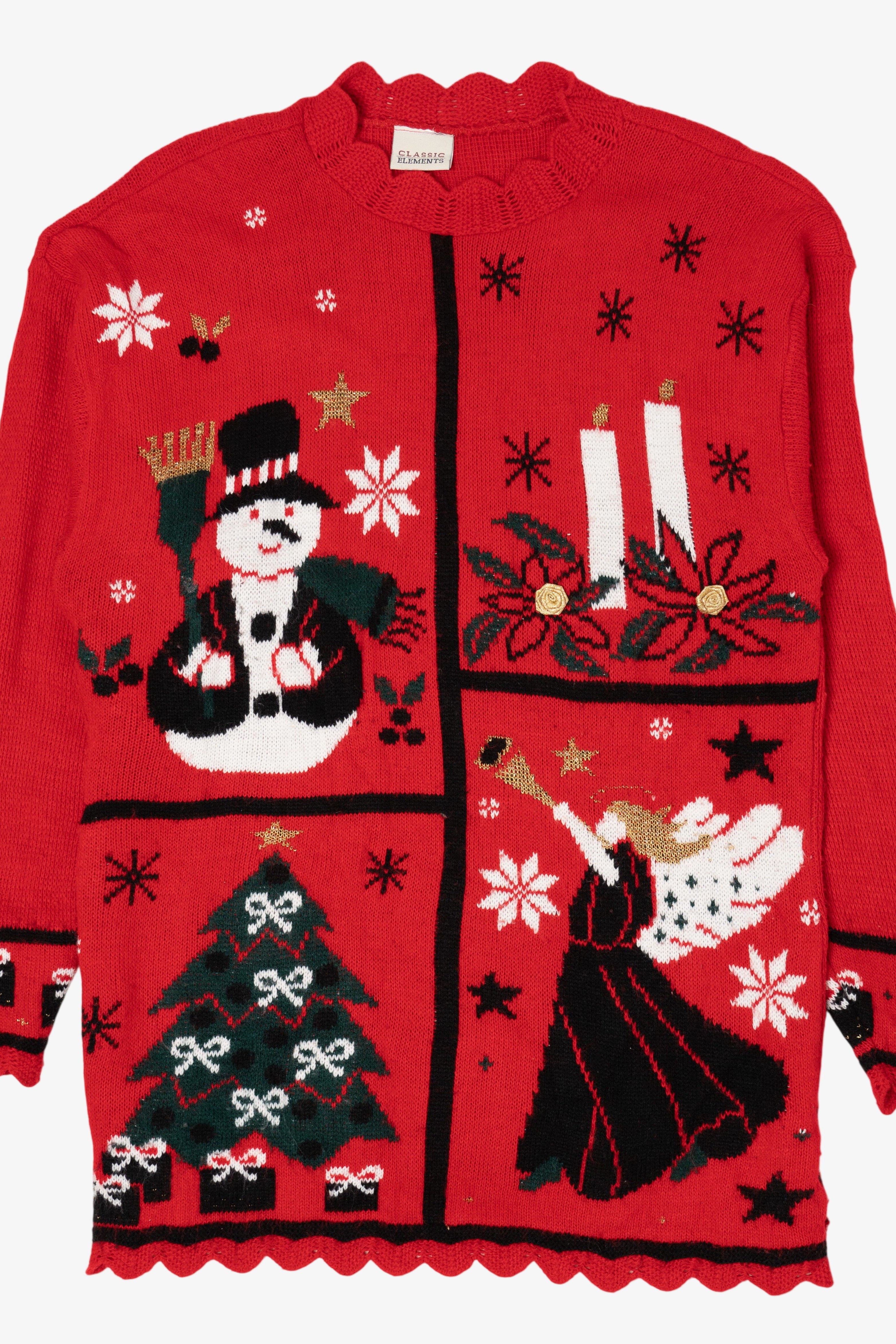 Vintage Red Classic Elements Ugly Christmas Pullover (1990s)