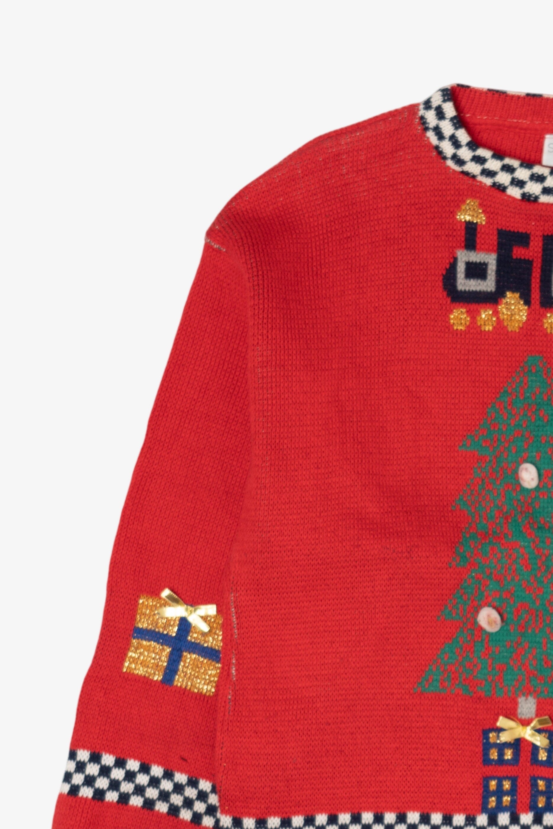 Vintage Red Sweater Loft "Toy Land" Ugly Christmas Pullover (1990s)