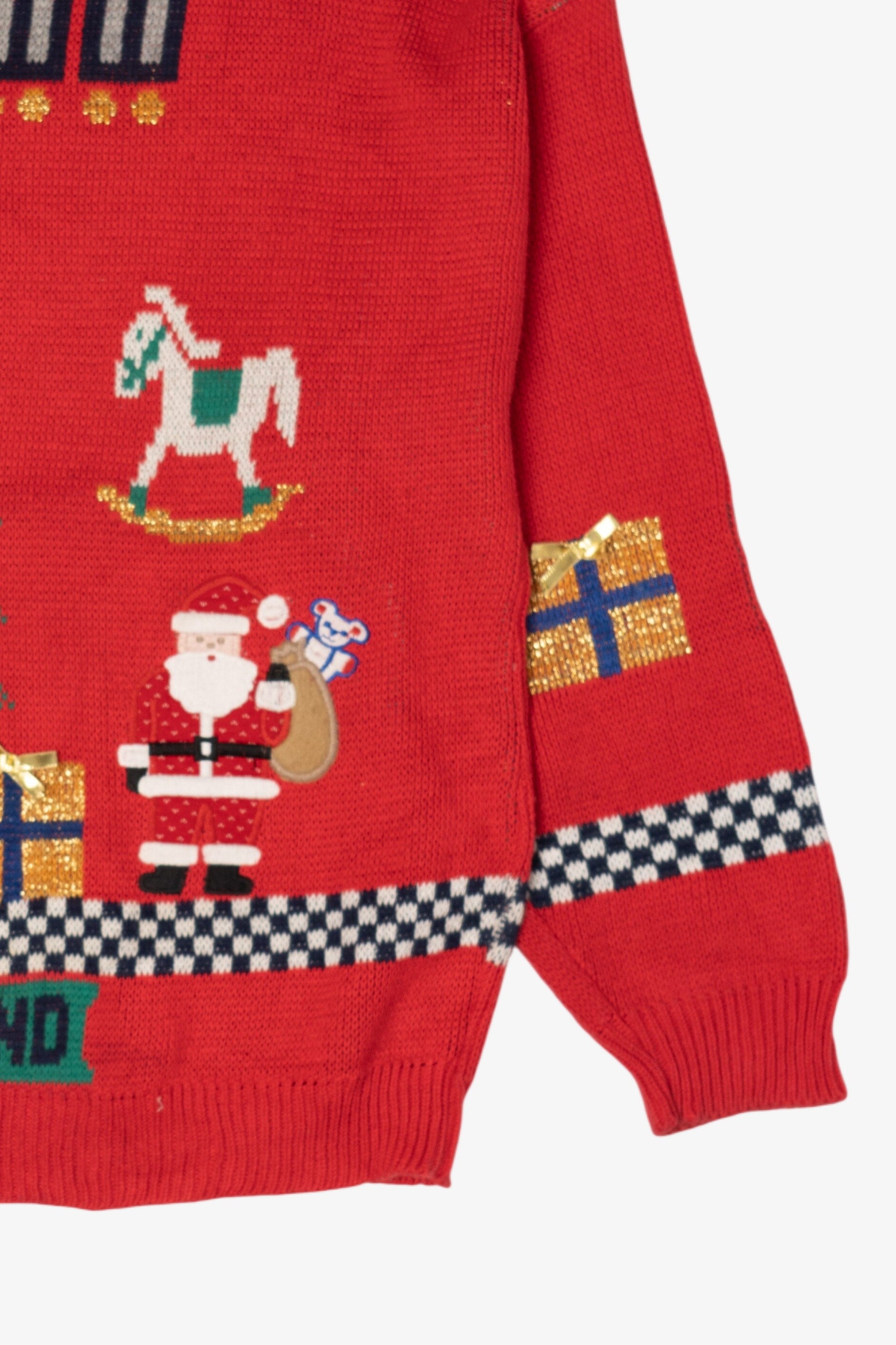 Vintage Red Sweater Loft "Toy Land" Ugly Christmas Pullover (1990s)