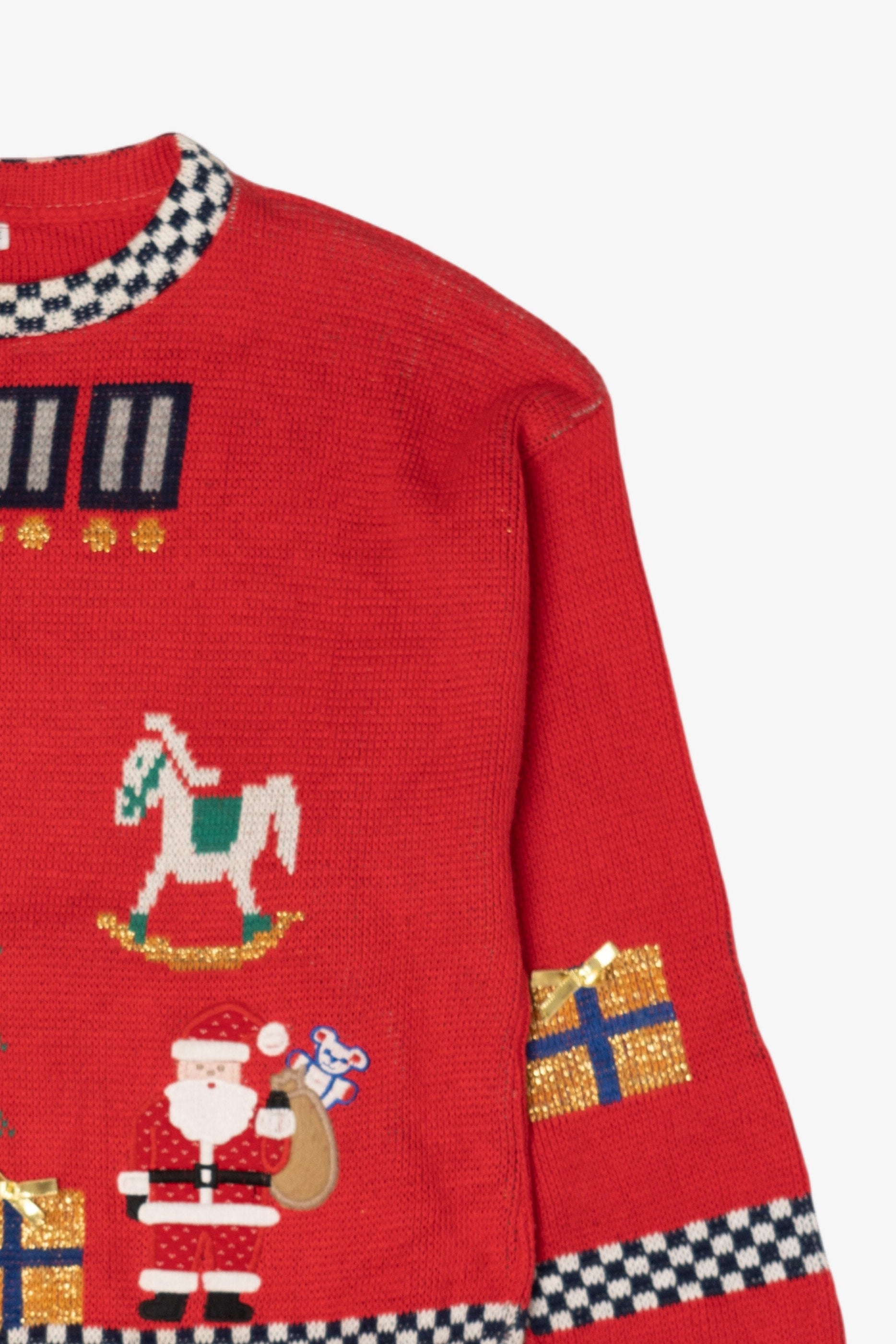 Vintage Red Sweater Loft "Toy Land" Ugly Christmas Pullover (1990s)