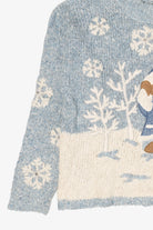 Vintage Light Blue Mandal Bay Teddy Bear Ugly Christmas Pullover (1990s)