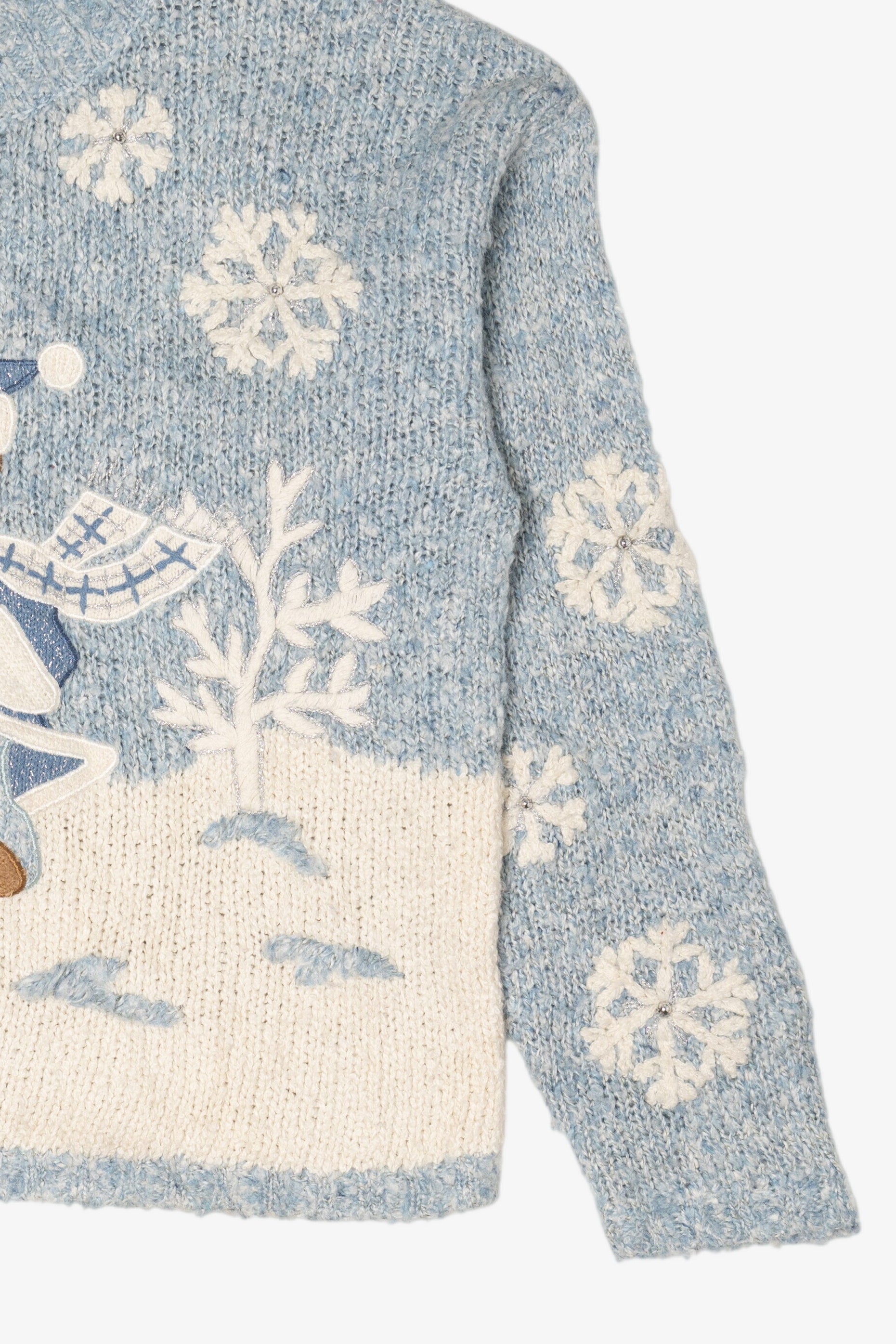 Vintage Light Blue Mandal Bay Teddy Bear Ugly Christmas Pullover (1990s)