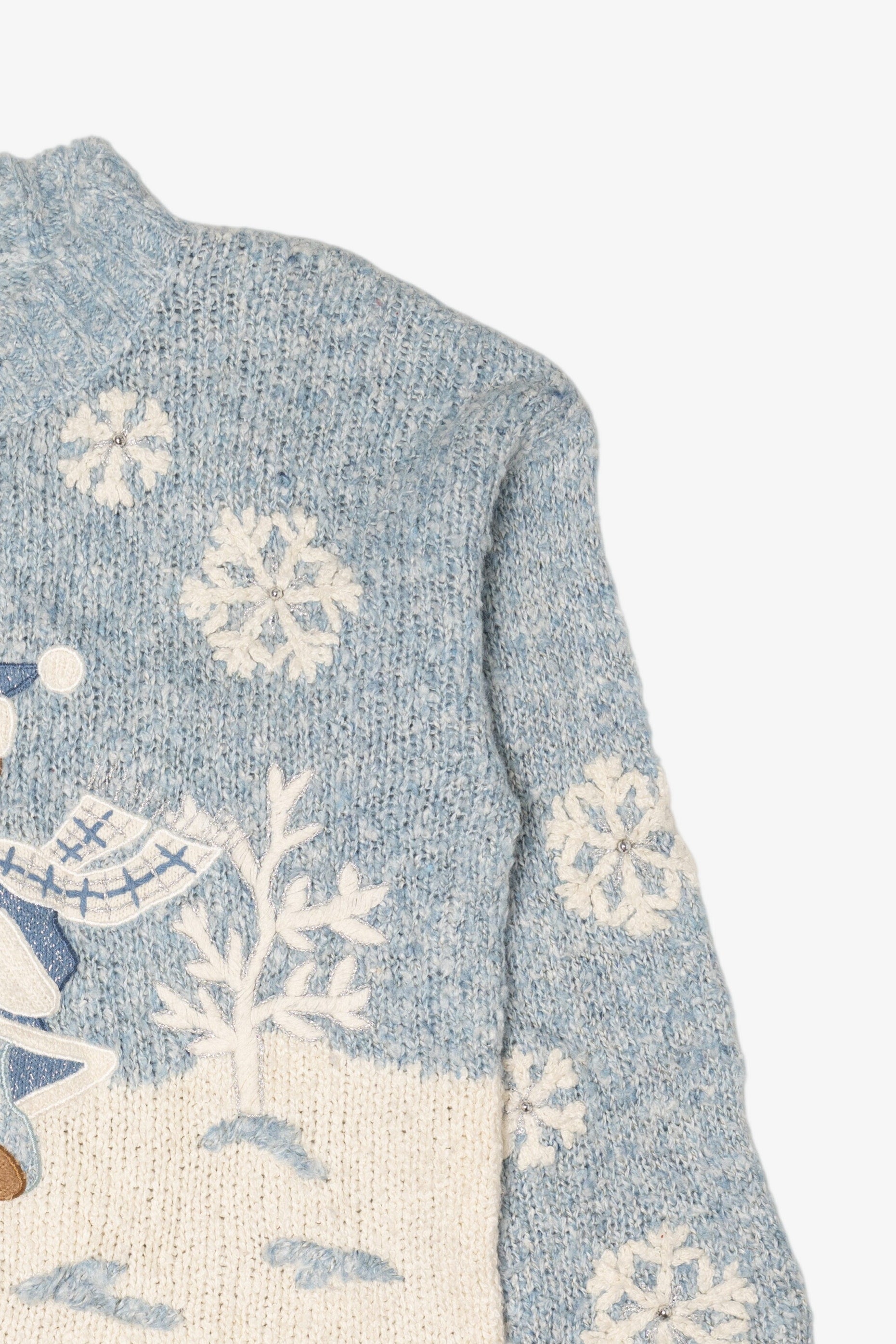 Vintage Light Blue Mandal Bay Teddy Bear Ugly Christmas Pullover (1990s)